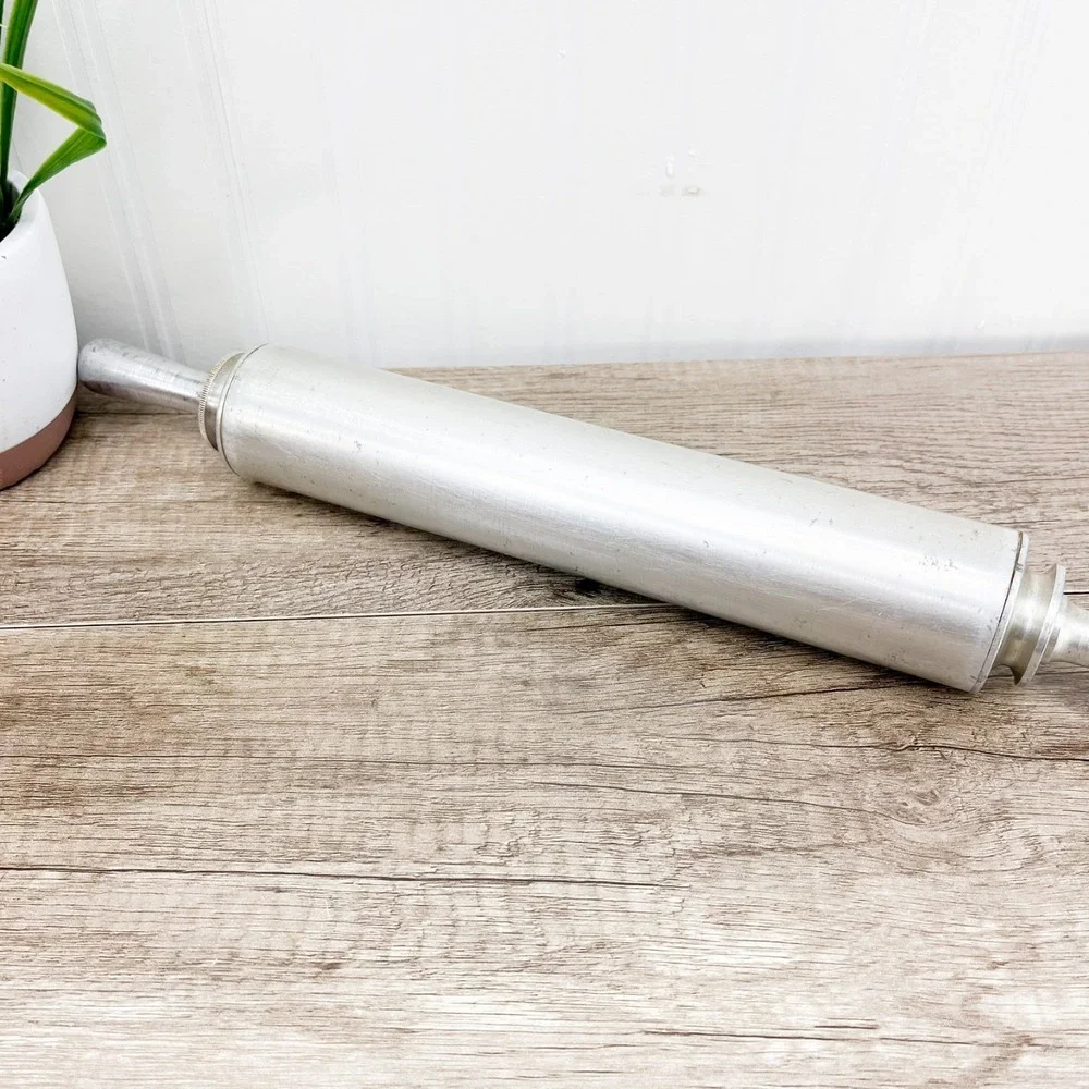 Vintage Stainless Steel Rolling Pin‎ Pastry Pizza Farmhouse Kitchen Decor